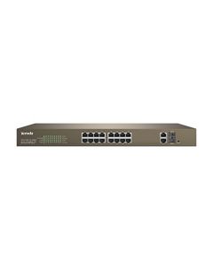 Tenda 16-Port Fast Ethernet PoE+ Web Smart Switch with 2GbE + 2 Combo SFP Ports High Power 230W Budget (TEH1218P) TEF1218P