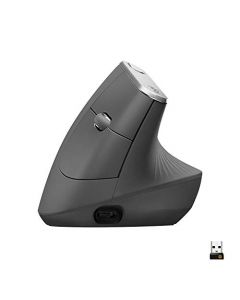 Logitech MX Vertical Wireless Mouse – Advanced Ergonomic Design Reduces Muscle Strain Control and Move Content Between 3 Windows and Apple Computers (Bluetooth or USB) Rechargeable Graphite 910-005447