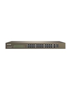 Tenda 24-Port Fast Ethernet PoE+ Web Smart Switch with 2GbE + 2 Combo SFP Ports 370W (TEF1226P) TEF1226P