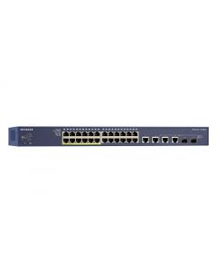 NETGEAR 28-Port Fast Ethernet 10/100 Smart Managed Pro PoE Switch (FS728TLP) - with 12 x PoE @ 100W 6 x 1G Gigabit Copper/SFP Rackmount and ProSAFE Limited Lifetime Protection FS728TLP-100NAS