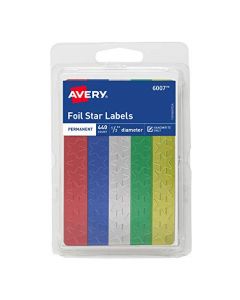 Avery Foil Star Stickers 1/2" Diameter Assorted Colors 440 Reward Stickers (6007) 6007