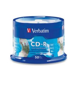 Verbatim CD-R 700MB 52X Silver Inkjet Printable - 50pk Spindle 50-Disc (95005) 95005