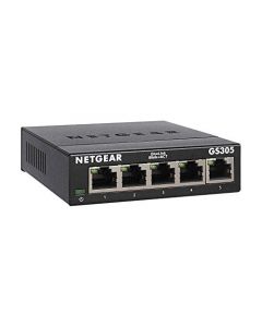 NETGEAR 5-Port Gigabit Ethernet Unmanaged Switch (GS305) - Home Network Hub Office Ethernet Splitter Plug-and-Play Fanless Metal Housing Desktop or Wall Mount GS305-300PAS