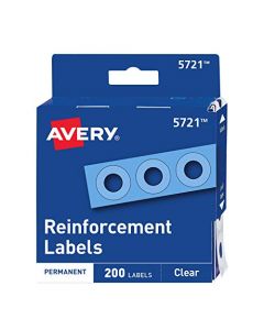 Avery Clear Self-Adhesive Reinforcement Labels Round Pack of 200 (5721) 5721