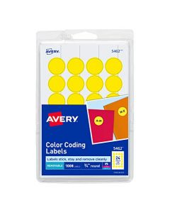 Avery Print/Write Self-Adhesive Removable Labels 0.75 Inch Diameter Yellow 1,008 per Pack (5462) 5462