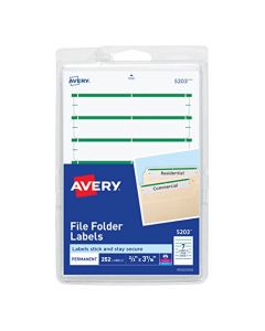 Avery 5203 Print or Write File Folder Labels for Laser and Inkjet Printers 2/3"x3 7/16"Green (Pack of 252) 5203