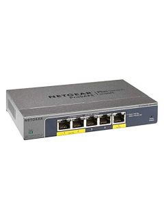 NETGEAR 5-Port Gigabit Ethernet Smart Managed Plus PoE Switch (GS105PE) - with 2 x PoE PD Powered @ 19W Pass-thru Desktop and ProSAFE Limited Lifetime Protection GS105PE-10000S