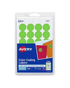 AVERY Print/Write Self-Adhesive Removable Labels 0.75" Diameter Green Neon 1008 per Pack (5468) 5468