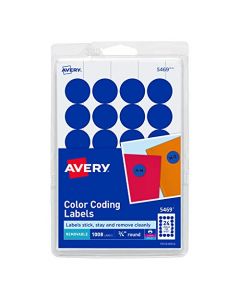 Avery Print/Write Self-Adhesive Removable Labels 0.75 Inch Diameter Dark Blue 1,008 per Pack (5469) 5469