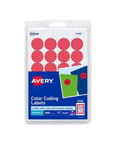 Avery Print/Write Self-Adhesive Removable Labels 0.75 Inch Diameter Red 1008 per Pack (5466) 5466