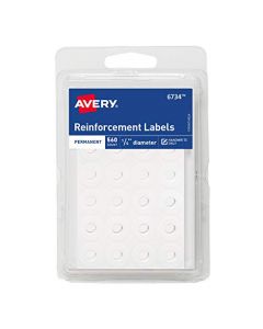 AVERY White Self-Adhesive Reinforcement Labels 1/4 Round 560 Labels(06734) FBA_6734