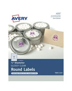 Avery 3/4" Round Labels Sure Feed Laser & Inkjet Printers 400 Glossy Crystal Clear Labels (4222) 4222