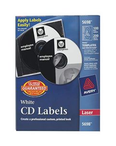 Avery CD Labels for Laser Printers White 100 Disc Labels and 200 Spine Labels (5698) 5698