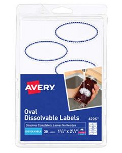 Avery Dissolvable Oval Labels 1-1/8 x 2-1/4 Pack of 30 (4226) 4226