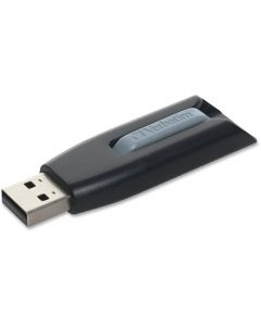 Verbatim 128GB Store n Go V3 USB 3.0 Flash Drive Gray 128 GB Black, Gray 1pk STORE N GO V3 RETRACTABLE 49189