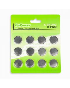 GoPower CR2032 Coin Battery 12 Pack (3 Volt) GP-CR2032-12