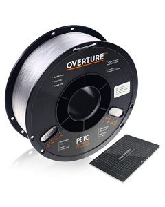 Overture 3D Filament Clear PETG Filament 1.75mm with Build Surface 200mm × 200mm 3kg Transparent PETG Multipack (2.2lbs/ Spool) Dimensional Accuracy +/- 0.05 mm Fit Most FDM Printers 3 Pack OVPETG175-3-Transparent
