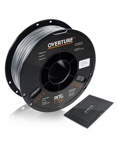 OVERTURE PETG Filament 1.75mm with 3D Build Surface 200 x 200 mm 3D Printer Consumables 1kg Spool (2.2lbs) Dimensional Accuracy +/- 0.05 mm Fit Most FDM Printer Space Gray OVPETG175-Space-Grey
