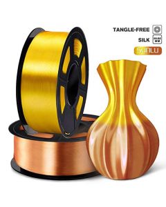 SUNLU Silk Gold Copper PLA Filament 1.75mm 3D Printer Filament 2KG 4.4 LBS Spool 3D Printing Material Shiny Metallic PLA Silk Filament SLUS-SILK-LG-RC-1KG*2