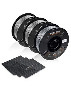 Overture PETG Filament 1.75mm with 3D Build Surface 200 x 200 mm 3D Printer Consumables 1kg Spool (2.2lbs) Dimensional Accuracy +/- 0.05 mm Fit Most FDM Printer (Space Grey(3-Pack)) OVPETG175-3-Space-Grey