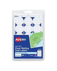 AVERY Perforated Mailing Seals Clear 480 per Pack (05248) 1" Diameter 5248