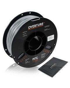 Overture PETG Filament 1.75mm with 3D Build Surface 200 x 200 mm 3D Printer Consumables 1kg Spool (2.2lbs) Dimensional Accuracy +/- 0.05 mm Fit Most FDM Printer Light Grey OVPETG175-Light-Grey