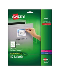 Avery Removable 3-1/3 x 4 Inch White ID Labels 150 Pack (6464) 6464