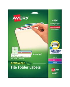 Avery Removable 2/3 x 3 7/16 File Folder Labels 750 Pack (6466) 6466
