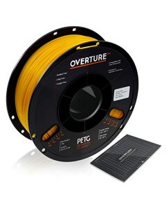 Overture PETG Filament 1.75mm with 3D Build Surface 200 x 200 mm 3D Printer Consumables 1kg Spool (2.2lbs) Dimensional Accuracy +/- 0.05 mm Fit Most FDM Printer (Yellow) OVPETG175-Yellow