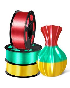 SUNLU PLA Silk 3D Printer Filament 1.75 PLA Filament Red Yellow Green 3KG 6.6LBS Spool Shiny Metallic Silk PLA Filament Silk-filament-3