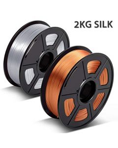 Silk PLA Filament 1.75mm,3D Warhorse Shinny Silk PLA Filament for 3D Printer,Silk Filament Red Copper+Silver 2 KG (4.4LBS) Spool,Dimensional Accuracy +/- 0.02 mm,Printing Smooth AHUS-SILK-RC-SV-1KG*2