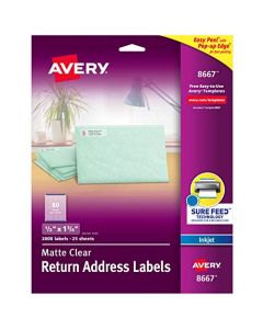 AVERY 8667 Ink Jet Clear Address Labels 1/2 x 1-3/4 2000 per Pack 8667