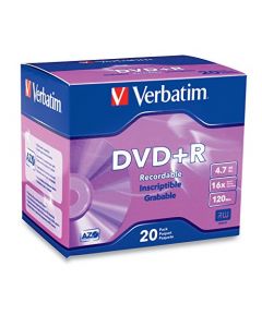 Verbatim 95038 DVD+R 4.7GB 16x AZO Recordable Media Disc - 20 Disc Slim Case,Silver 95038