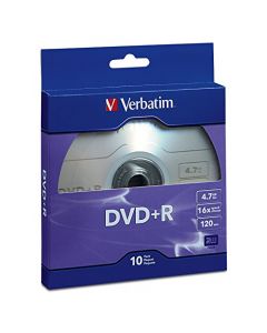 Verbatim DVD+R 4.7GB 16x Recordable Media Disc - 10 Disc Box Purple - 97956 97956