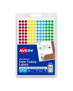 Avery Assorted Removable See-Through Color Dots 0.25-Inch Round Pack of 864 (5796) 5796