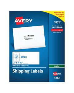 Avery Address Labels for Copiers 2 x 4-1/4 Box of 1,000 (5352),White 5352