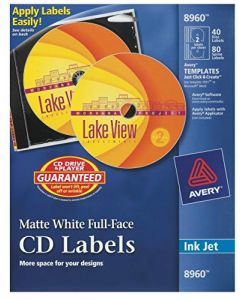 Avery CD Labels White Matte 40 CD Labels and 80 Spine Labels (8960) 8960