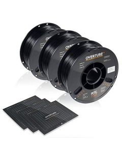 Overture PETG Filament 1.75mm with 3D Build Surface 200 x 200 mm 3D Printer Consumables 1kg Spool (2.2lbs) Dimensional Accuracy +/- 0.05 mm Fit Most FDM Printer (Black (3-Pack)) OVPETG175-3-Black