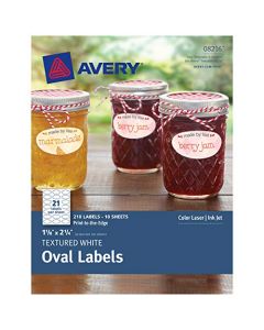 Avery Oval Labels with Sure Feed for Laser & Inkjet Printers 1-1/8" x 2-1/4" 210 White Labels (8216) 8216