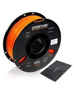 OVERTURE PETG Filament 1.75mm with 3D Build Surface 200 x 200 mm 3D Printer Consumables 1kg Spool (2.2lbs) Dimensional Accuracy +/- 0.05 mm Fit Most FDM Printer (Orange) OVPETG175-Orange