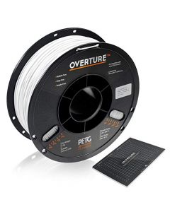 Overture PETG Filament 1.75mm with 3D Build Surface 200 x 200 mm 3D Printer Consumables 1kg Spool (2.2lbs) Dimensional Accuracy +/- 0.05 mm Fit Most FDM Printer White OVPETG175-White