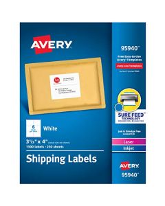 Avery Shipping Address Labels Laser & Inkjet Printers 1,500 Labels 3-1/3x4 Labels Permanent Adhesive (95940) 95940