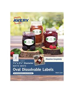 Avery Dissolvable Oval Labels with Sure Feed 1-1/2 x 2-1/2 Pack of 90 (4223) 4223