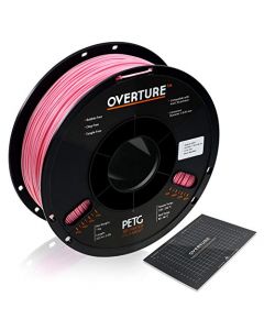Overture PETG Filament 1.75mm with 3D Build Surface 200 x 200 mm 3D Printer Consumables 1kg Spool (2.2lbs) Dimensional Accuracy +/- 0.05 mm Fit Most FDM Printer (Pink) OVPETG175-Pink