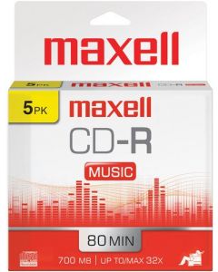 Maxell 625132 1-Time Recording Recordable CD (Audio Only) 700mb/80 Min Slim Jewel 625132