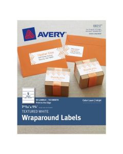 Avery Textured Wraparound Labels White 7.85 x 1.75 Inches Pack of 50 (8217) 8217