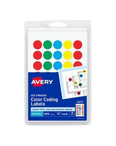 Avery See-Through Removable Color Dots 0.75-Inch Diameter Assorted Colors 1015 per Pack (05473) 5473