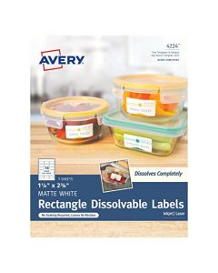 Avery Dissolvable Rectangle Labels with Sure Feed 1-1/4 x 2-3/8 Pack of 90 (4224) 4224