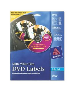 Avery DVD Labels Matte White for Ink Jet Printers (8962),12 x 9.25 x 0.19 inches 8962