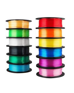 Mika3D 12 in 1 Bright Shine 3D Printer Silk PLA Filament Bundle Most Popular Colors Pack 1.75mm 500g per Spool 12 Spools Pack Total 6kgs Material with One Bottle of 3D Printer Stick Gift Mikanormal12pla